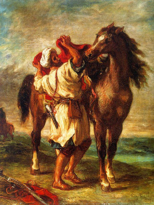 Eugene Delacroix Arab Saddling his Horse china oil painting image
